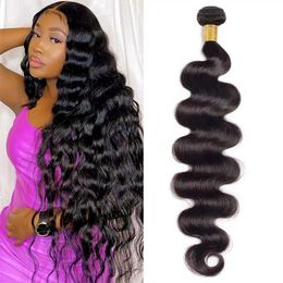 Synthetic Wigs Lace Wigs Body Wave Bundle 20 22 24 Inch Human Hair Bundles Brazilian Hair Bundles 100% Unprocessed Weave Bundles Human Hair For Women #1b 240328 240327