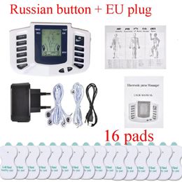 Russian Version Health Care Full Body Neck Massager Back Foot Muscle Pain Relief Therapy Slimming Massage Relaxing Tens 16 P 240314