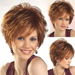 Synthetic Wigs Lace Wigs Europe and the United States popular wig women short curly hair shaggy short hair small roll chemical Fibre hair cover 240329