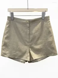 Women's Shorts For Ladies 2024 Summer Linen Zipper High Waist Solid Colour Casual Short Pants