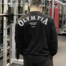 Magliette da uomo camicie in cotone da uomo palestra di cotone Fitness Allenamento per magliette a maniche lunghe per scollo