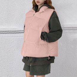 Women's Jackets Jacket Woman Autumn Winter Korean Version Of The Loose Cotton Shoulders Stand Up Collar Solid Coloured Clothing Vest