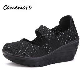 Sandals Comemore Platform Women Summer Woven Wedge Shoes Ladies Shoe Thick Bottom High Heels Zapatos De Mujer Spring Women's Sandals 41