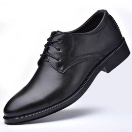 Shoes Men Dressing Shoes Formal for Men's Casual Shoe Leather Social Wedding Designer Pointed Toe Black Office Winter Shoes Brand 2023