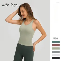 Active Shirts AL Tank Top With Chest Cushion Beautifying Back Yoga Lightweight Breathable Slimming Seamless Workout Vest For Women