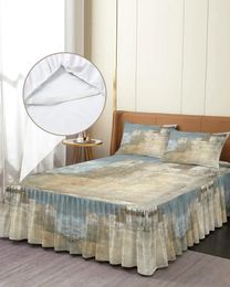 Bed Skirt Retro Country Oil Painting Style Abstract Art Fitted Bedspread With Pillowcases Mattress Cover Bedding Set Sheet