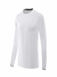 White Long Sleeve Running Shirt Men Fitness Gym Sportswear Fit Quick dry Compression Workout Sport Top9831022