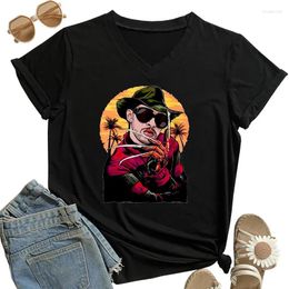 Women's T Shirts Y2k Tops Halloween Women Tees Harajuku Fashion T-shirt Female Short Sleeve V-neck Funny Streetwear Tshirt