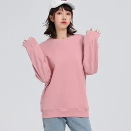 Women's Hoodies 2024 Summer And Autumn Women O-Neck Fleece Sweatshirts White Pink Ladies Fashion Long Sleeve Clothing