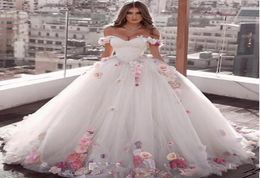 2021 Off Shoulder Flowers prom Ball Gown Beaded Quinceanera Dress Lace Up Back Luxurious Pleated Tulle Sweet 15 Party Dresses1788481