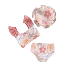 Clothing Sets Toddler Baby Girl Swimsuits Sleeveless Floral Print Bikini Summer Beach 3 Piece Bathing Suit