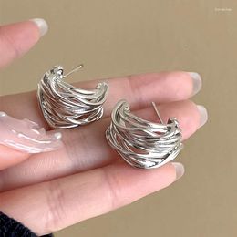 Stud Earrings Vintage Exaggerate Multi-layer C-Shape Hoop For Women Gold And Silver Color Statement Fashion Jewelry Gifts