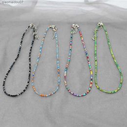 Pendant Necklaces Simple Seed Beaded Necklace Womens Beaded Necklace Charm Colourful Handmade Bohemian Corell Womens Jewellery GiftsL2404