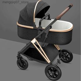 Strollers# Baby Stroller Can Sit and Lie Down Light Folding Two-way High Landscape Newborn Baby Stroller Four-wheel Travel Baby Carriage L240319