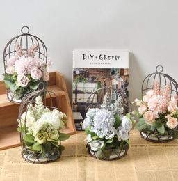 Decorative Flowers Wreaths Wedding Bird Cage Decoration Home Decor Pographic Props Imitation Flower Ornament Candlestick Metal B3813783