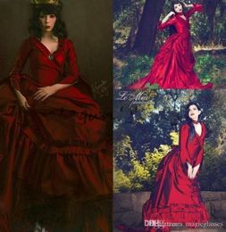 Vintage New Mina Dracula Victorian Bustle Gothic Prom Dresses Halloween Ruffles Pleats Plus Size Formal Taffeta Formal Dress Eveni1218896