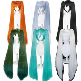 Synthetic Wigs Lace Wigs AN Game Yandere Simulator Osana Najimi Long Synthetic Hair Clips 2 Ponytails Lolita Hatsune Miku Cosplay Wig for Halloween 240328 240327