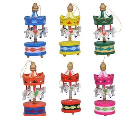 Vintage Wood Carousel Horse Christmas Tree Pendant hanging Ornaments Romatic Wedding Birthday Hen Party decor kids toy favors with gift box party Decoration