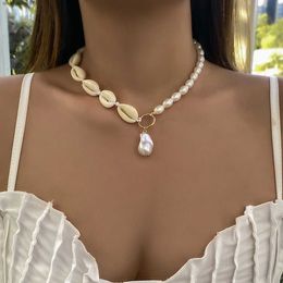 Pendant Necklaces Summer Jewellery Shell Imitation Pearl Necklace Female Simple Special-shaped All-match Pendant NecklacesL2403L2403