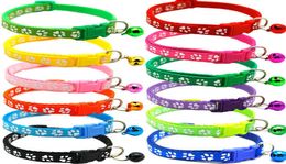 10 Footprint collars Pet Patch Dog Collar Cat Single with Bell Easy to Find leashes Length 1932cm2910826