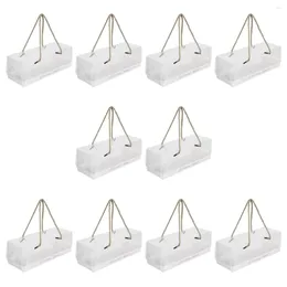 Take Out Containers 10 Pcs Disposable Packing Box Cake Stand Carrier With Handle Paper Food Packaging Boxes