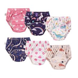 6 pcs/lot Baby Kids Potty Training Pants Reusable Cloth Baby Diapers Washable Infants Children Underwear Nappy Changing Nappies 240403