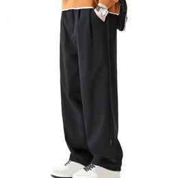 Pantaloni a gamba dritta da uomo Pantaloni larghi traspiranti a gamba larga da lavoro da uomo stile retrò versatile tinta unita 240315