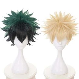 Synthetic Wigs My Hero Academia Midoriya Izuku Bakugou Katsuki Bakugo Short Wig Cosplay Heat Resistant Synthetic Hair 240329