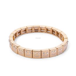 Bangle 2024 new design happy face bracelet for women inlaid diamond beads elastic bracelet handmade Jewellery gift accessories 240319