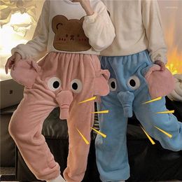 Women's Sleepwear Winter Flannel Pyjama Pants Cartoon Elephant Cute Plush Men Women Warm Sleeping Fashion Printed Homewear Pyjamas M-2XL