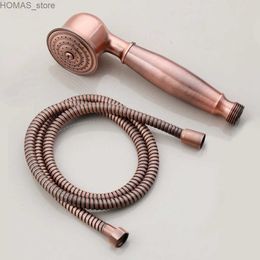 Bathroom Shower Heads Antique Red Copper Brass Handheld Shower Telephone Style Bathroom Hand Shower Head Spray Water Saving With 1.5m Hose Y240319