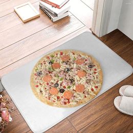 Bath Mats Cheese Ham Pizza Mat Food Waterproof Toilet For Shower Home Decor Anti-Slip Foot Printed Bathroom Carpet