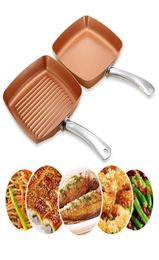 2pcs Nonstick Copper Frying Pans Square Griddles Skillets with Ceramic Coating5736593