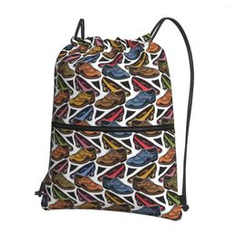 Backpack Womens Shoes Mens Shoe Pattern Portable Backpacks Drawstring Bag Bundle Pocket Bags For Travel Man Woman
