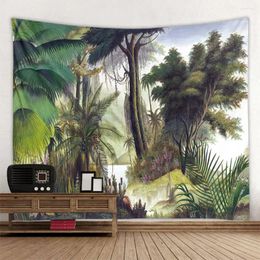 Tapestries Tropical Rainforest Art Tapestry Retro Plant Home Wall Hanging Blanket Hippie Bohemian Living Room Bedroom Decoration