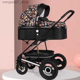 Strollers# New Cartoon Portable Folding Stroller baby carriage pram High Landscape Stroller Reclining Baby Carriage Baby Bassinet Puchair L240319