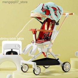 Strollers# NEW Baby stroller lightweight baby trolley car four wheels stroller Can Lie and Sit with Dining plate portable baby stroller L240319