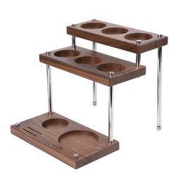 IKAPE Tamper Station, Three-ply Wooden Holder Base, Coffee Tamp Mat Stand Fit for 51, 54, 58MM Espresso Tamper, Distributor & Puck Screen