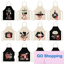 Cotton and Linen Printing Creative European Simple Black and White Colour Printing Apron Factory Direct Supply Wholesale