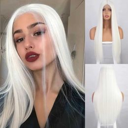 Synthetic Wigs Is a wig Long Straight White Cosplay Wigs Synthetic Wigs for Women 60 613 Blonde Grey Pink Black Colour for Daily Party Lolita 240329