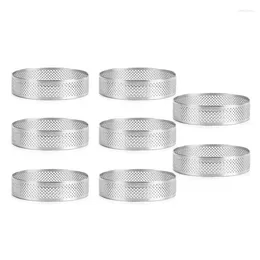 Baking Moulds 8 Pcs Circular Stainless Steel Tart Ring Tower Pie Cake Mould Tools Perforated Mousse 8Cm