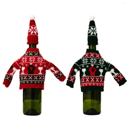 Party Decoration Christmas Decorative Products Sweater Wine Bottle Set Table Atmosphere Knitted Red Small Dressing