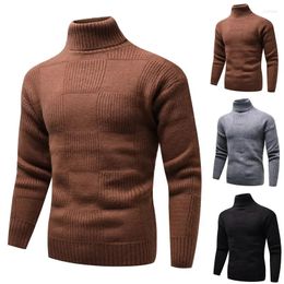 Men's Sweaters Korean Slim Solid Plaid Turtleneck Mens Winter Long Sleeve Warm Knit Sweater Rollneck Pullovers Casual Bottoming Shirt