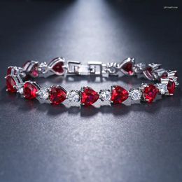 Link Bracelets Summer Selling Zircon Tennis Bracelet For Women Luxury Love Heart Shape Cubic Zirconia Wedding Jewelry