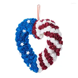 Decorative Flowers SXYPAYXS-4th Of July Hanging Wreath Patriotic Memorial Day Tinsel American Independence