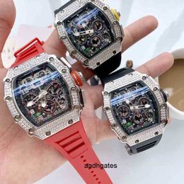 Herren Mechanik Uhren Richa Luxus Armbanduhr Mantianxing Uhr Weinfassförmiges großes Zifferblatt Lässige Mode Wasserdicht Automatik Hohl Ou