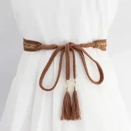 Belts Lace Cotton Waist Cord Elegant Decorated Women's Dress Belt With Tassel End Solid Colour Stylish Costume For Any