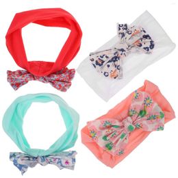 Bandanas 4 PCS Girl Children's Hair Accessories Toddler Hijab Baby Big Bow Headwear Nylon