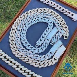 Hengxing Jewellery Luxury Custom 15mm 18mm 925 Sterling Silver Cuban Chain Hip Hop Necklace Moissanite Cuban Link Chain