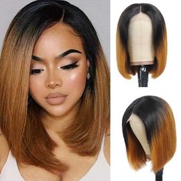Synthetic Wigs Short Bob Wig Ombre 1B/30 Bob Straight Highlight 13x4 Lace Frontal Short Bob Wig Remy Hair 4x4 Lace Closure Human Hair Wigs 240329